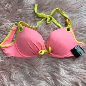 VS swim gorgeous push-up coral and yellow top- 34A
